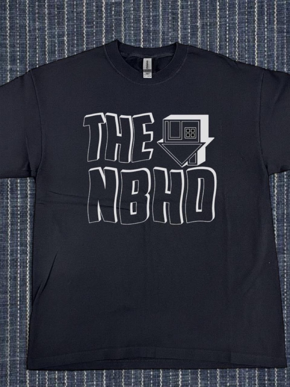 Gildan Black Tee with White THE NBHD Graphic